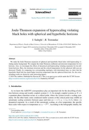 Joule-Thomson Expansion of Hyperscaling Violating Black Holes with Spherical and Hyperbolic Horizons
