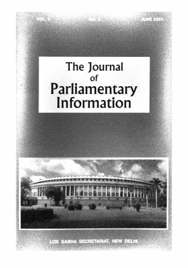 Parliamentary Information the Journal of Parliamentary Information