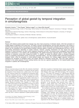 Perception of Global Gestalt by Temporal Integration in Simultanagnosia