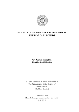 An Analytical Study of Kathina Robe in Theravāda Buddhism