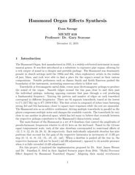 Hammond Organ Effects Synthesis