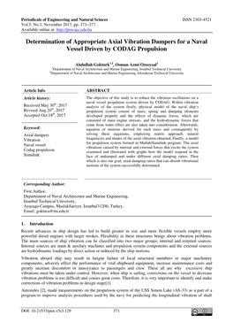 Determination of Appropriate Axial Vibration Dampers for a Naval Vessel Driven by CODAG Propulsion