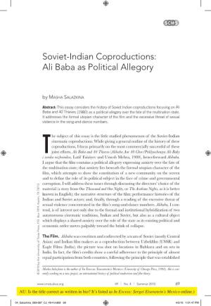 Soviet-Indian Coproductions: Ali Baba As Political Allegory
