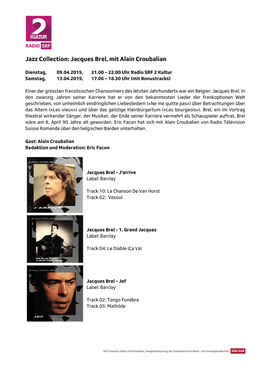 Jazz Collection: Jacques Brel, Mit Alain Croubalian