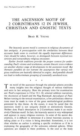 Brad H. Young, "The Ascension Motif of 2 Corinthians 12 in Jewish, Christian and Gnostic Texts