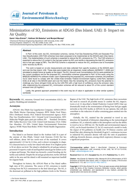 Minimization of SO2 Emissions at ADGAS (Das Island, UAE): II- Impact on Air Quality