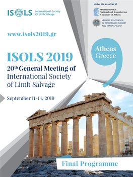 ISOLS 2019 Greece 20Th General Meeting of International Society of Limb Salvage