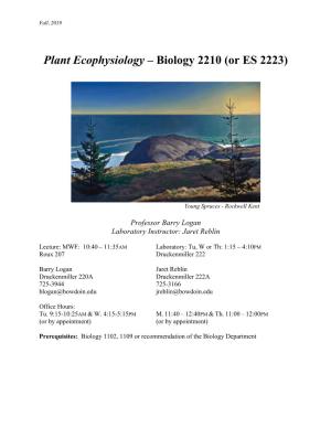 Plant Ecophysiology – Biology 2210 (Or ES 2223)