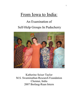 From Iowa to India: an Examination of Self-Help Groups in Puducherry