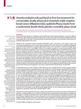 Atezolizumab Plus Nab-Paclitaxel As First-Line Treatment for Unresectable, Locally Advanced Or Metastatic Triple-Negative Breast