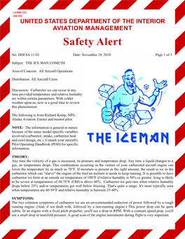 Safety Alert 11-01 the ICE MAN COMETH