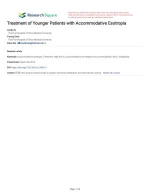 Treatment of Younger Patients with Accommodative Esotropia