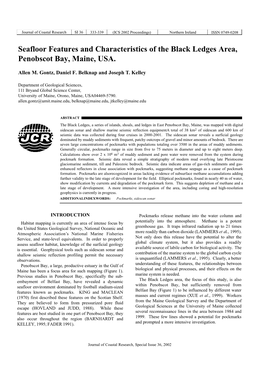 Seafloor Features and Characteristics of the Black Ledges Area, Penobscot Bay, Maine, USA