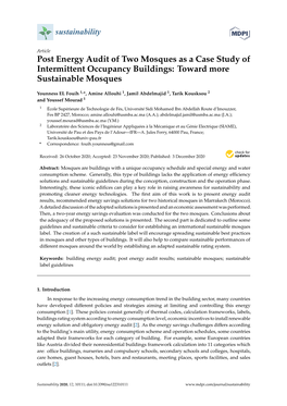 Post Energy Audit of Two Mosques As a Case Study of Intermittent Occupancy Buildings: Toward More Sustainable Mosques