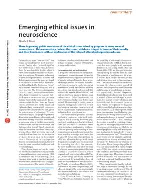 Emerging Ethical Issues in Neuroscience. Nature