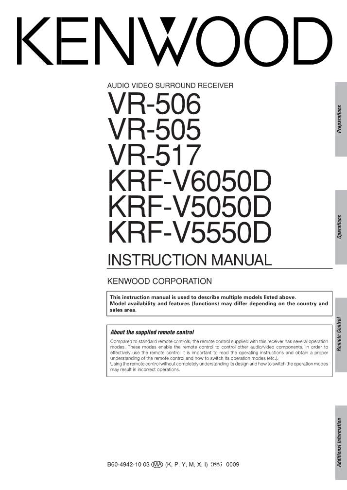 Vr-506 Vr-505 Vr-517 Krf-V6050d Krf-V5050d Krf