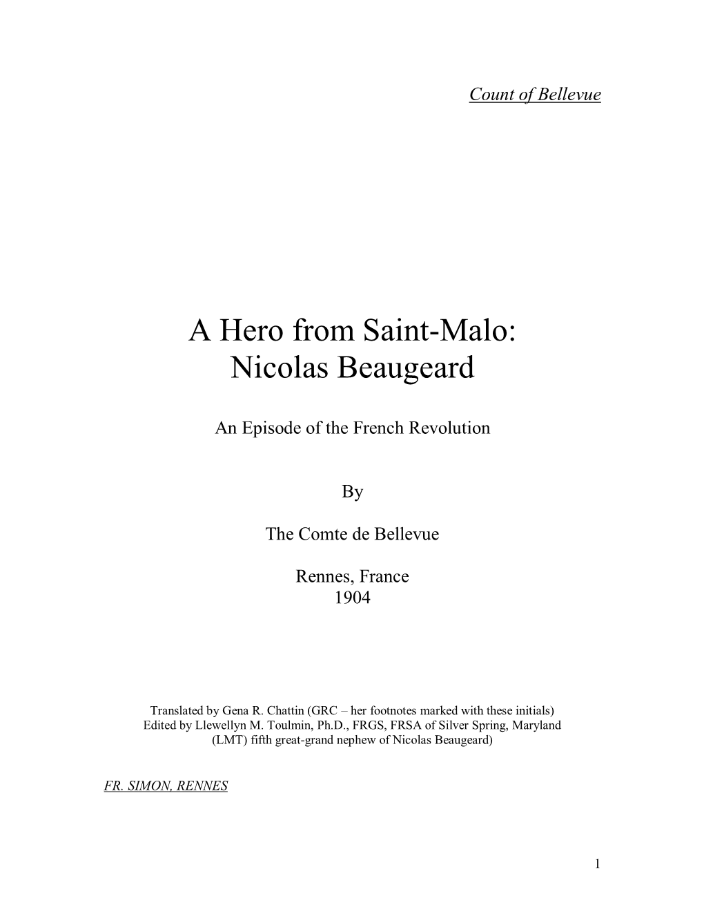 A Hero from Saint-Malo: Nicolas Beaugeard