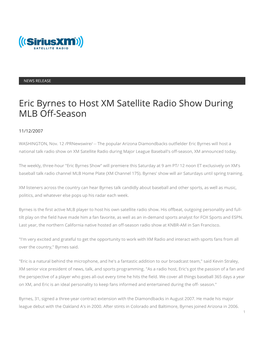 Eric Byrnes to Host XM Satellite Radio Show During MLB Off-Season