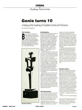 Genie Turns 1 0 Ahistory of the Academy of Canadian Cinema and Television