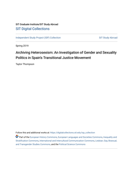 An Investigation of Gender and Sexuality Politics in Spain's Transitional Justice Movement