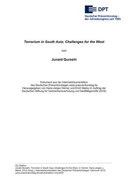 Terrorism in South Asia; Challenges for the West Junaid Qureshi