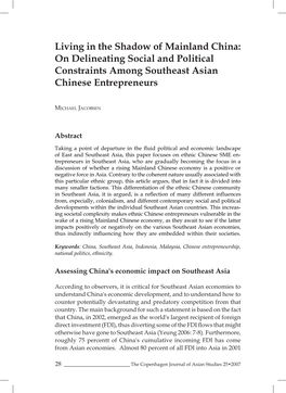 Living in the Shadow of Mainland China: on Delineating Social and Political Constraints Among Southeast Asian Chinese Entrepreneurs