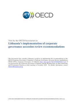 Lithuania's Implementation of Corporate Governance Accession Review Recommendations