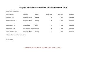Surplus Sale Clarkston School District Summer 2016