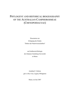 Phylogeny and Historical Biogeography of the Australian Camphorosmeae (Chenopodiaceae)