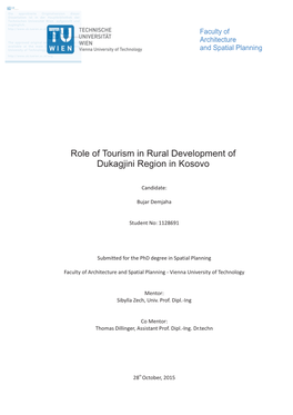 Role of Tourism in Rural Development of Dukagjini Region in Kosovo