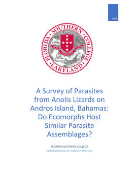 A Survey of Parasites from Anolis Lizards on Andros Island, Bahamas: Do Ecomorphs Host Similar Parasite Assemblages?
