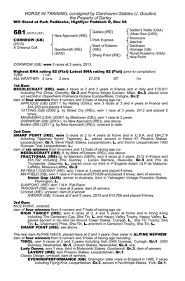 HORSE in TRAINING, Consigned by Clarehaven Stables (J. Gosden) the Property of Darley Will Stand at Park Paddocks, Highflyer Paddock D, Box 68