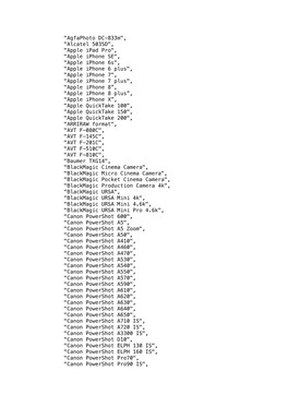 "Agfaphoto DC-833M", "Alcatel 5035D", "Apple Ipad Pro", "Apple Iphone