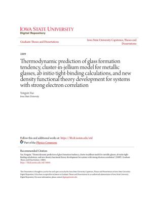 Thermodynamic Prediction of Glass Formation Tendency, Cluster-In