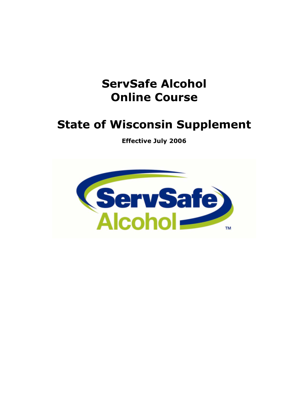 Servsafe Alcohol Online Course State of Wisconsin Supplement