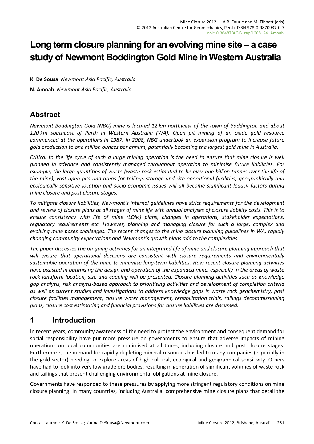 A Case Study of Newmont Boddington Gold Mine in Western Australia