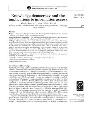 Knowledge Democracy and the Implications to Information Access