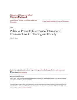 Public Vs. Private Enforcement of International Economic Law: of Standing and Remedy Alan O