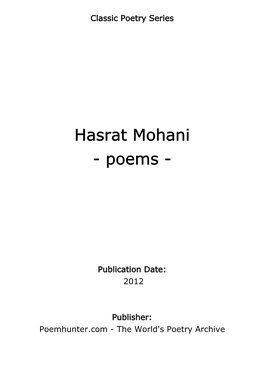 Hasrat Mohani - Poems