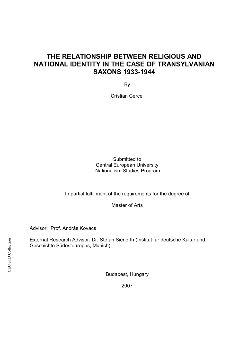 The Relationship Between Religious and National Identity in the Case Of