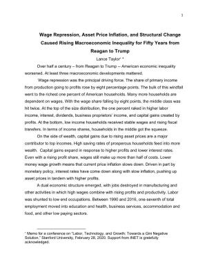 Wage Repression, Asset Price Inflation, and Structural Change