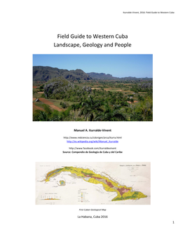 Field Guide to Western Cuba Landscape, Geology and People