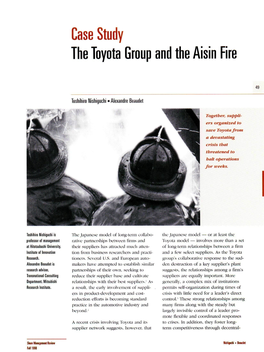 Case Study the Toyota Group and the Aisin Fire