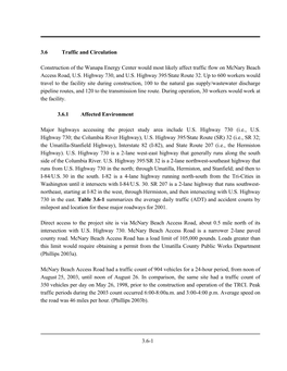 3.6-1 3.6 Traffic and Circulation Construction of the Wanapa Energy