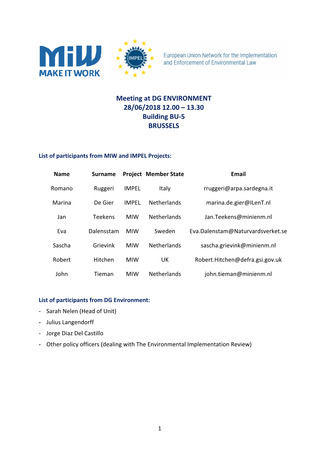 Waste Management and Circular Economy (Report Brussels Meeting)