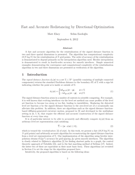 Fast and Accurate Redistancing by Directional Optimization