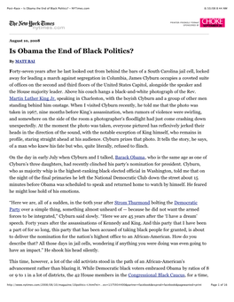 Is Obama the End of Black Politics? - Nytimes.Com 8/10/08 8:44 AM