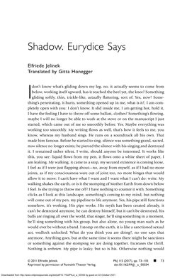 Shadow. Eurydice Says