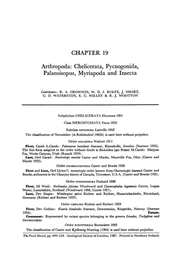 Chelicerata, Pycnogonida, Palaeoisopus, Myriapoda and Insecta