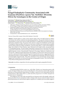 Fungal Endophytic Community Associated with Guarana (Paullinia Cupana Var. Sorbilis): Diversity Driver by Genotypes in the Centre of Origin